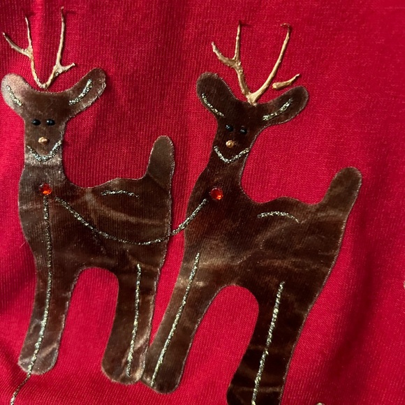SOLD Sz L Christmas Long Red PJ Nightgown Santa Claus & Reindeer - Picture 5 of 10